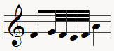 Equivalent du gruppetto inférieur entre deux notes différentes