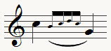 Equivalent en petites notes d'un gruppetto entre deux notes différentes